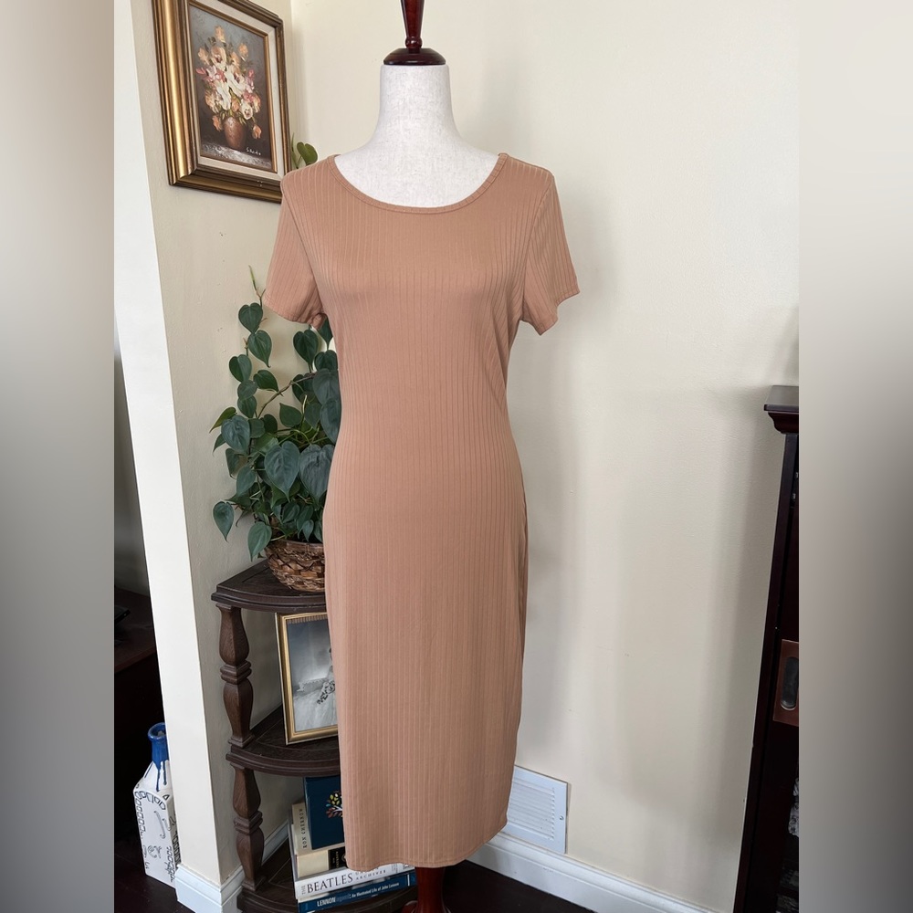Pink Lily Ribbed Midi T-Shirt Dress sz M NEW - Picture 2 of 9